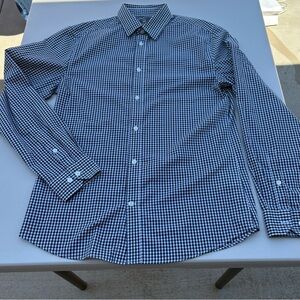 H&M Black White Slim Fit Easy-Iron Checked Shirt – Medium
